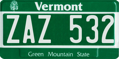 VT license plate ZAZ532