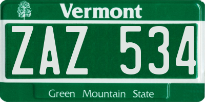 VT license plate ZAZ534