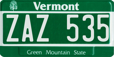 VT license plate ZAZ535