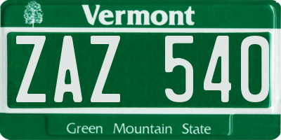 VT license plate ZAZ540