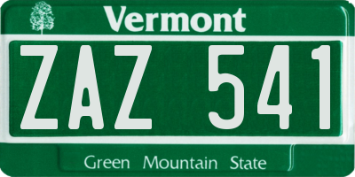 VT license plate ZAZ541