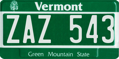 VT license plate ZAZ543