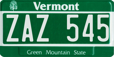 VT license plate ZAZ545