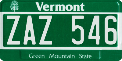 VT license plate ZAZ546