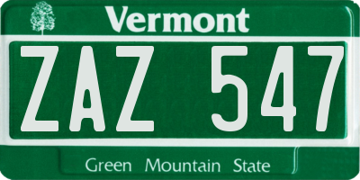 VT license plate ZAZ547