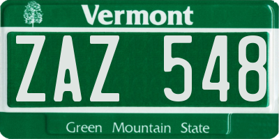 VT license plate ZAZ548