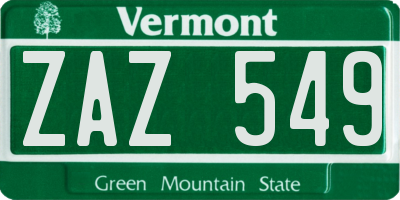 VT license plate ZAZ549
