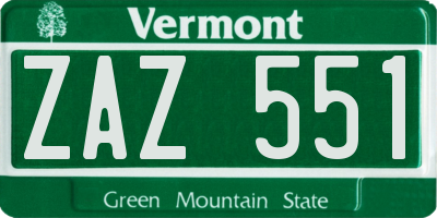 VT license plate ZAZ551