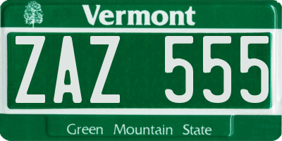 VT license plate ZAZ555