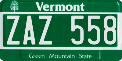 VT license plate ZAZ558
