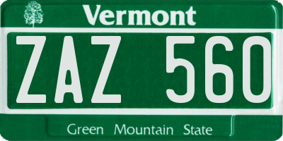 VT license plate ZAZ560