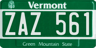 VT license plate ZAZ561