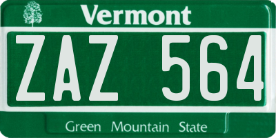 VT license plate ZAZ564