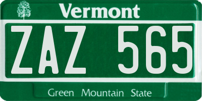 VT license plate ZAZ565