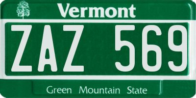 VT license plate ZAZ569