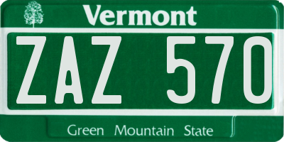 VT license plate ZAZ570