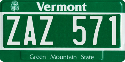 VT license plate ZAZ571