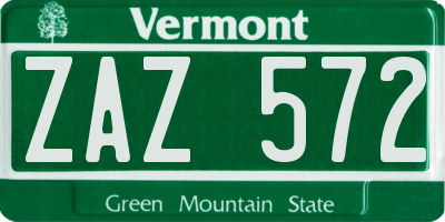 VT license plate ZAZ572