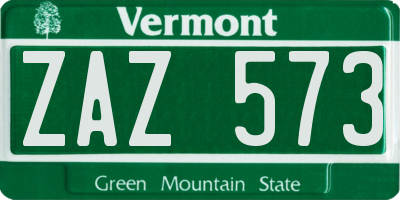 VT license plate ZAZ573