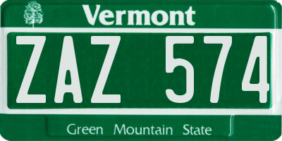 VT license plate ZAZ574