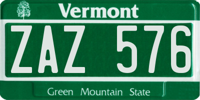 VT license plate ZAZ576