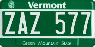 VT license plate ZAZ577