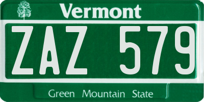 VT license plate ZAZ579