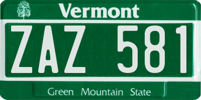 VT license plate ZAZ581
