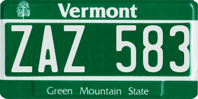 VT license plate ZAZ583