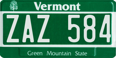 VT license plate ZAZ584