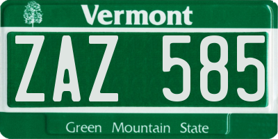 VT license plate ZAZ585