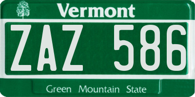 VT license plate ZAZ586