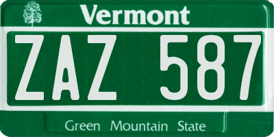 VT license plate ZAZ587