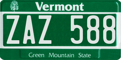 VT license plate ZAZ588