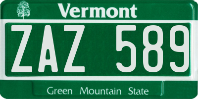 VT license plate ZAZ589