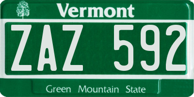 VT license plate ZAZ592