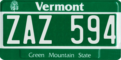 VT license plate ZAZ594