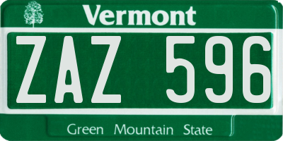 VT license plate ZAZ596