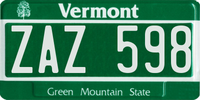 VT license plate ZAZ598