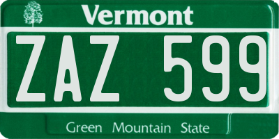 VT license plate ZAZ599