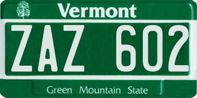 VT license plate ZAZ602