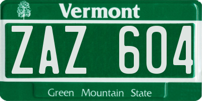 VT license plate ZAZ604