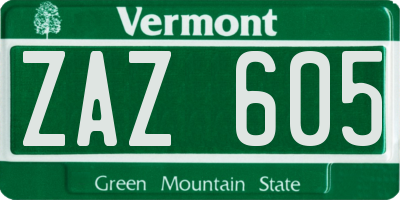 VT license plate ZAZ605