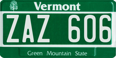 VT license plate ZAZ606