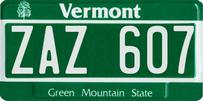 VT license plate ZAZ607