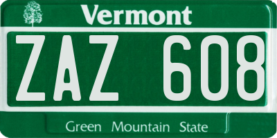 VT license plate ZAZ608