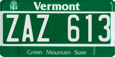 VT license plate ZAZ613