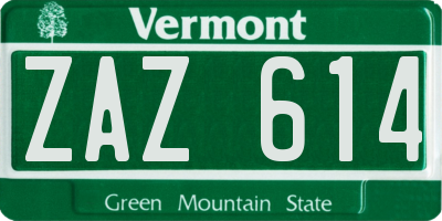 VT license plate ZAZ614