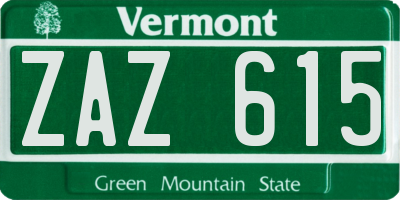 VT license plate ZAZ615