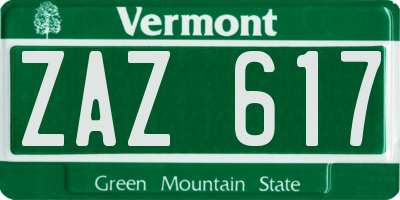 VT license plate ZAZ617